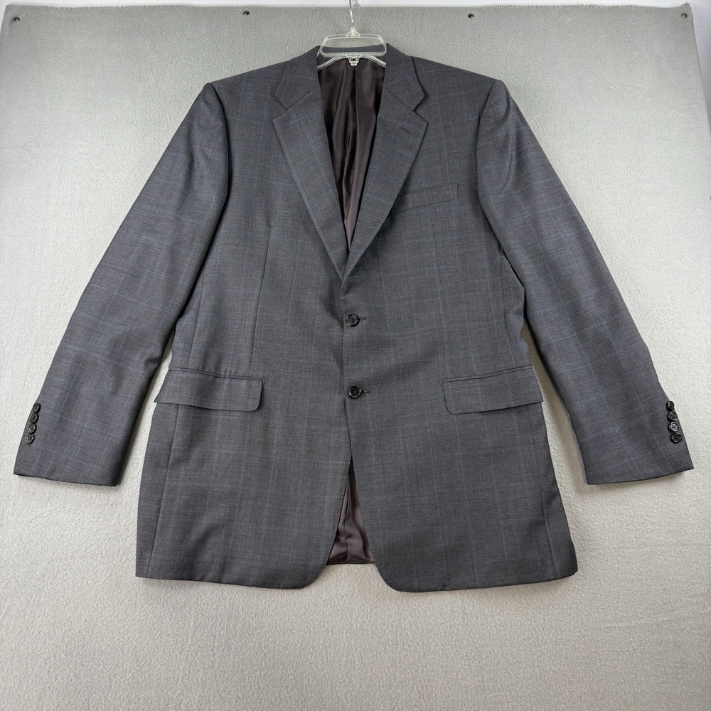 Hickey Freeman Loro Piana Tasmanian Super 130s Wool Blazer 42L Gray Glen Plaid